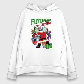 Женское худи Oversize хлопок с принтом Christmas Futurama в Белгороде, френч-терри — 70% хлопок, 30% полиэстер. Мягкий теплый начес внутри —100% хлопок | боковые карманы, эластичные манжеты и нижняя кромка, капюшон на магнитной кнопке | 2022 | 2022 год | happy new year | santa | год тигра | дед мороз | каникулы | мороз | новогодний свитер | новый год | новый год 2022 | новый год тигра | оливье | праздник | рождество | санта клаус | свитер новогодний