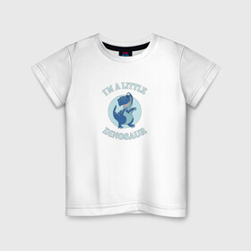 Детская футболка хлопок с принтом Маленький милый динозавр в Белгороде, 100% хлопок | круглый вырез горловины, полуприлегающий силуэт, длина до линии бедер | детский принт | дино | динозавр | для детей | подарок ребенку