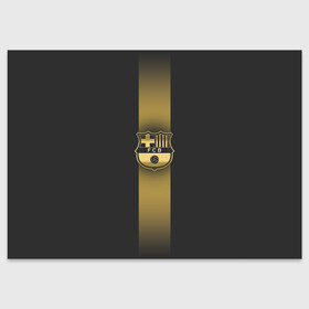 Поздравительная открытка с принтом Barcelona Gold-Graphite Theme в Белгороде, 100% бумага | плотность бумаги 280 г/м2, матовая, на обратной стороне линовка и место для марки
 | barcelona | blaugrana | fc barcelona | spain | барселона | гранатово синие | золото | золотоые логотипы | золотые эмблемы | ла лига | лига чемпионов | фк барселона | футбол | чемпионат испании