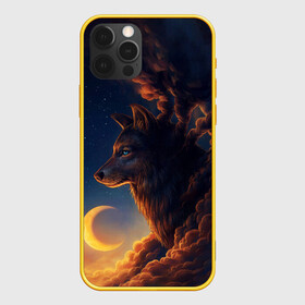 Чехол для iPhone 12 Pro с принтом Ночной Волк Night Wolf в Белгороде, силикон | область печати: задняя сторона чехла, без боковых панелей | animal | moon | night | sky | stars | wolf | благородный | волк | животные | звезды | зверь | луна | небо | ночной | ночь | облака | тьма | хищник