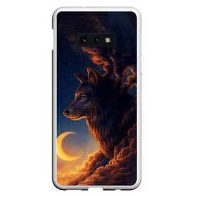 Чехол для Samsung S10E с принтом Ночной Волк Night Wolf в Белгороде, Силикон | Область печати: задняя сторона чехла, без боковых панелей | animal | moon | night | sky | stars | wolf | благородный | волк | животные | звезды | зверь | луна | небо | ночной | ночь | облака | тьма | хищник