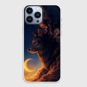 Чехол для iPhone 13 Pro Max с принтом Ночной Волк | Night Wolf. в Белгороде,  |  | animal | moon | night | sky | stars | wolf | благородный | волк | животные | звезды | зверь | луна | небо | ночной | ночь | облака | тьма | хищник