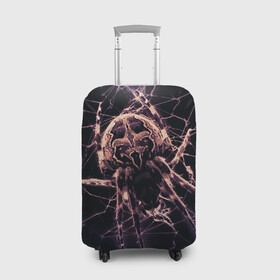 Чехол для чемодана 3D с принтом Паук (neon) в Белгороде, 86% полиэфир, 14% спандекс | двустороннее нанесение принта, прорези для ручек и колес | black | insect | neon | spider | tarantula | web | насекомое | неоновый | паук | паутина | тарантул | черный
