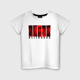 Детская футболка хлопок с принтом Персонажи hellbound в Белгороде, 100% хлопок | круглый вырез горловины, полуприлегающий силуэт, длина до линии бедер | Тематика изображения на принте: кадры | люди | надпись | название | персонажи