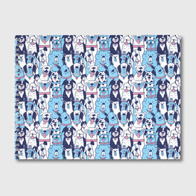 Альбом для рисования с принтом Забавные Пёсели паттерн Funny Dogs pattern в Белгороде, 100% бумага
 | матовая бумага, плотность 200 мг. | dog | бульдог | далматинец | йорк | мопс | песик | порода | смешной | собака