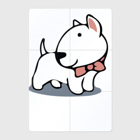 Магнитный плакат 2Х3 с принтом Прикольный милый щенок бультерьера в Белгороде, Полимерный материал с магнитным слоем | 6 деталей размером 9*9 см | bull terrier | dog | muzzle | paws | puppy | бультерьер | лапы | пёс | собака | щенок