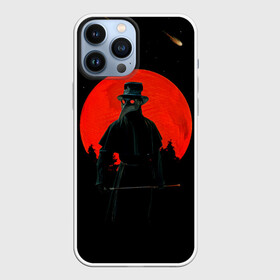 Чехол для iPhone 13 Pro Max с принтом plague doctor ЧУМНОЙ ДОКТОР в Белгороде,  |  | art | artwork | dark | illustration | moon | plague doctor | red moon | арт | луна | мрак | ночь | чума | чумной доктор