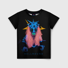 Детская футболка 3D с принтом Hellbound остриё в Белгороде, 100% гипоаллергенный полиэфир | прямой крой, круглый вырез горловины, длина до линии бедер, чуть спущенное плечо, ткань немного тянется | неон | остриё | персонаж | секта | стрим