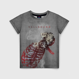 Детская футболка 3D с принтом Hellbound Новая истина в Белгороде, 100% гипоаллергенный полиэфир | прямой крой, круглый вырез горловины, длина до линии бедер, чуть спущенное плечо, ткань немного тянется | Тематика изображения на принте: дым | надпись | скелет | текстура