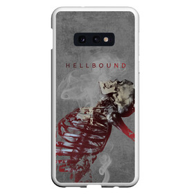 Чехол для Samsung S10E с принтом Hellbound Новая истина в Белгороде, Силикон | Область печати: задняя сторона чехла, без боковых панелей | Тематика изображения на принте: дым | надпись | скелет | текстура