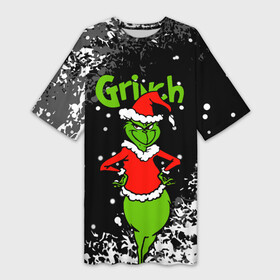 Платье-футболка 3D с принтом Grinch На всех обиделся. в Белгороде,  |  | 2022 | grinch | happy new year | merry christmas | год тигра | гринч | зима близко | нг | новогодний | новый год | новый год 2022 | рождество | снег | снежинки
