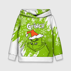 Детская толстовка 3D с принтом Grinch Green. в Белгороде, 100% полиэстер | двухслойный капюшон со шнурком для регулировки, мягкие манжеты на рукавах и по низу толстовки, спереди карман-кенгуру с мягким внутренним слоем | 2022 | grinch | happy new year | merry christmas | год тигра | гринч | зима близко | нг | новогодний | новый год | новый год 2022 | рождество | снег | снежинки