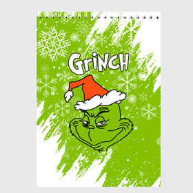 Скетчбук с принтом Grinch Green. в Белгороде, 100% бумага
 | 48 листов, плотность листов — 100 г/м2, плотность картонной обложки — 250 г/м2. Листы скреплены сверху удобной пружинной спиралью | 2022 | grinch | happy new year | merry christmas | год тигра | гринч | зима близко | нг | новогодний | новый год | новый год 2022 | рождество | снег | снежинки