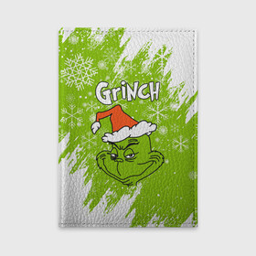 Обложка для автодокументов с принтом Grinch Green. в Белгороде, натуральная кожа |  размер 19,9*13 см; внутри 4 больших “конверта” для документов и один маленький отдел — туда идеально встанут права | Тематика изображения на принте: 2022 | grinch | happy new year | merry christmas | год тигра | гринч | зима близко | нг | новогодний | новый год | новый год 2022 | рождество | снег | снежинки