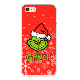 Чехол для iPhone 5/5S матовый с принтом Grinch Red. в Белгороде, Силикон | Область печати: задняя сторона чехла, без боковых панелей | 2022 | grinch | happy new year | merry christmas | год тигра | гринч | зима близко | нг | новогодний | новый год | новый год 2022 | рождество | снег | снежинки