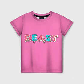 Детская футболка 3D с принтом Mr Beast Donut (Pink edition) в Белгороде, 100% гипоаллергенный полиэфир | прямой крой, круглый вырез горловины, длина до линии бедер, чуть спущенное плечо, ткань немного тянется | arts | mr beast | mrbeast | youtube | арты | блогеры | мистер бист | прикольные надписи | ютуб | ютуберы