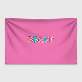 Флаг-баннер с принтом Mr Beast Donut (Pink edition) в Белгороде, 100% полиэстер | размер 67 х 109 см, плотность ткани — 95 г/м2; по краям флага есть четыре люверса для крепления | arts | mr beast | mrbeast | youtube | арты | блогеры | мистер бист | прикольные надписи | ютуб | ютуберы