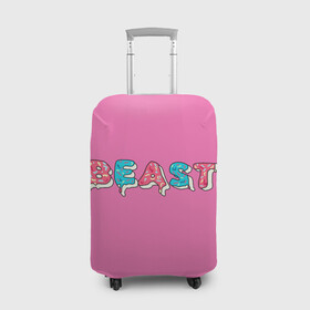 Чехол для чемодана 3D с принтом Mr Beast Donut (Pink edition) в Белгороде, 86% полиэфир, 14% спандекс | двустороннее нанесение принта, прорези для ручек и колес | arts | mr beast | mrbeast | youtube | арты | блогеры | мистер бист | прикольные надписи | ютуб | ютуберы