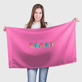 Флаг 3D с принтом Mr Beast Donut (Pink edition) в Белгороде, 100% полиэстер | плотность ткани — 95 г/м2, размер — 67 х 109 см. Принт наносится с одной стороны | arts | mr beast | mrbeast | youtube | арты | блогеры | мистер бист | прикольные надписи | ютуб | ютуберы