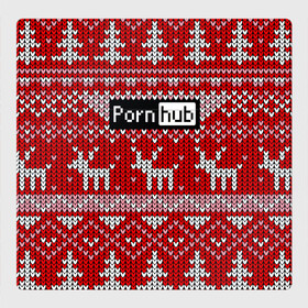 Магнитный плакат 3Х3 с принтом Porn Hub новогодний в Белгороде, Полимерный материал с магнитным слоем | 9 деталей размером 9*9 см | deer | holiday | new year | pattern | новый год | олень | праздник | узор