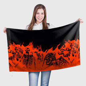 Флаг 3D с принтом Время ада в Белгороде, 100% полиэстер | плотность ткани — 95 г/м2, размер — 67 х 109 см. Принт наносится с одной стороны | ад | кости | люди | огонь | скелеты