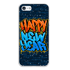 Чехол для iPhone 5/5S матовый с принтом С Новым Годом граффити / Happy New Year graffiti в Белгороде, Силикон | Область печати: задняя сторона чехла, без боковых панелей | graffiti | wall | граффити | зима | новый год | рождество | снег | снежинка | стена