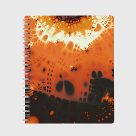 Тетрадь с принтом Коллекция Journey Оранжевый взрыв 126-3 2 в Белгороде, 100% бумага | 48 листов, плотность листов — 60 г/м2, плотность картонной обложки — 250 г/м2. Листы скреплены сбоку удобной пружинной спиралью. Уголки страниц и обложки скругленные. Цвет линий — светло-серый
 | Тематика изображения на принте: abstraction | black | bright | fractal | orange | абстракция | на витрину | оранжевый | фрактал | черный | яркий