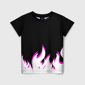 Детская футболка 3D с принтом Розовое Пламя в Белгороде, 100% гипоаллергенный полиэфир | прямой крой, круглый вырез горловины, длина до линии бедер, чуть спущенное плечо, ткань немного тянется | минимализм | огонь | пламя | рисунок | розовое пламя
