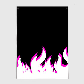 Постер с принтом Розовое Пламя в Белгороде, 100% бумага
 | бумага, плотность 150 мг. Матовая, но за счет высокого коэффициента гладкости имеет небольшой блеск и дает на свету блики, но в отличии от глянцевой бумаги не покрыта лаком | минимализм | огонь | пламя | рисунок | розовое пламя