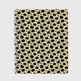 Тетрадь с принтом Шкура Леопарда (Leopard) в Белгороде, 100% бумага | 48 листов, плотность листов — 60 г/м2, плотность картонной обложки — 250 г/м2. Листы скреплены сбоку удобной пружинной спиралью. Уголки страниц и обложки скругленные. Цвет линий — светло-серый
 | Тематика изображения на принте: jaguar | leopard | ocelot | predator | гепард | дикая кошка | животное | зверь | кот | леопард | леопардовые пятна | оцелот | хищная кошка | хищник | ягуар