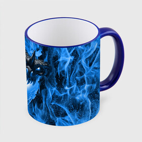 Кружка с принтом Дракон в синем пламени Dragon in blue flame в Белгороде, керамика | ёмкость 330 мл | Тематика изображения на принте: dragon | дракон | миф | монстр | огонь | пламя | фэнтези