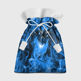 Подарочный 3D мешок с принтом Дракон в синем пламени Dragon in blue flame в Белгороде, 100% полиэстер | Размер: 29*39 см | Тематика изображения на принте: dragon | дракон | миф | монстр | огонь | пламя | фэнтези