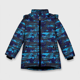 Зимняя куртка для девочек 3D с принтом Shark (Акулы) в Белгороде, ткань верха — 100% полиэстер; подклад — 100% полиэстер, утеплитель — 100% полиэстер. | длина ниже бедра, удлиненная спинка, воротник стойка и отстегивающийся капюшон. Есть боковые карманы с листочкой на кнопках, утяжки по низу изделия и внутренний карман на молнии. 

Предусмотрены светоотражающий принт на спинке, радужный светоотражающий элемент на пуллере молнии и на резинке для утяжки. | fish | ocean | predator | shark | white shark | акула | белая акула | зубы | море | морской хищник | океан | рыба | хищная рыба | хищник