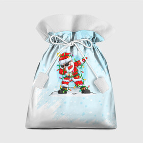 Подарочный 3D мешок с принтом Santa Dabbing в гирлянде. в Белгороде, 100% полиэстер | Размер: 29*39 см | 2022 | dabbing | happy new year | merry christmas | santa dabbing | год тигра | зима близко | нг | новогодний | новогодний тигр | новый год | новый год 2022 | рождество | символ 2022 года | снег | снежинки