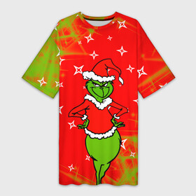 Платье-футболка 3D с принтом Новогодний Grinch на танцполе. в Белгороде,  |  | 2022 | grinch | happy new year | merry christmas | год тигра | гринч | зима близко | нг | новогодний | новый год | новый год 2022 | рождество | снег | снежинки