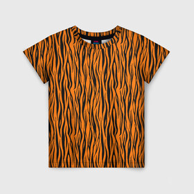 Детская футболка 3D с принтом Тигровые Полосы в Белгороде, 100% гипоаллергенный полиэфир | прямой крой, круглый вырез горловины, длина до линии бедер, чуть спущенное плечо, ткань немного тянется | animal | beast | cat | predator | tiger | амурский тигр | белый тигр | год тигра | животное | зверь | кот | полосатая кошка | саблезубый тигр | тигр | хищник | царь джунглей | шерхан