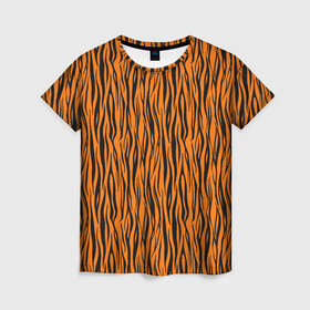 Женская футболка 3D с принтом Тигровые Полосы в Белгороде, 100% полиэфир ( синтетическое хлопкоподобное полотно) | прямой крой, круглый вырез горловины, длина до линии бедер | animal | beast | cat | predator | tiger | амурский тигр | белый тигр | год тигра | животное | зверь | кот | полосатая кошка | саблезубый тигр | тигр | хищник | царь джунглей | шерхан