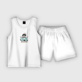 Детская пижама с шортами хлопок с принтом Диско Енот в Белгороде,  |  | дискоенот | дисколемур | енот | енотики | лемур | летоенот | пляж