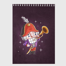 Скетчбук с принтом Рождественский Щелкунчик в Белгороде, 100% бумага
 | 48 листов, плотность листов — 100 г/м2, плотность картонной обложки — 250 г/м2. Листы скреплены сверху удобной пружинной спиралью | nut cracker | nutcracker | новогодний | новогодняя сказка | новый год | рождество | сказка | снежинка | щелкунчик