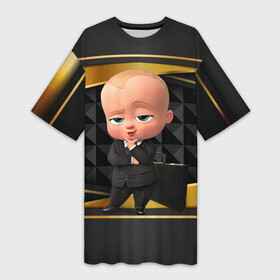 Платье-футболка 3D с принтом BOSS gold  black в Белгороде,  |  | Тематика изображения на принте: baby | boss | boss baby | босс | босс молокосос | маленький босс | малыш | мальчик | молокосос | ребенок