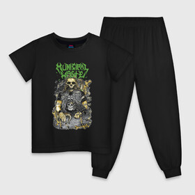 Детская пижама хлопок с принтом Municipal Waste - crossover thrash style! в Белгороде, 100% хлопок |  брюки и футболка прямого кроя, без карманов, на брюках мягкая резинка на поясе и по низу штанин
 | bandana | bone | crossover thrash | dude | group | hype | municipal waste | music | raven | richmond | skateboard | skull | snake | usa | бандана | вирджиния | ворон | группа | змея | коммунальные отходы | кость | кроссовертрэш | музыка