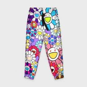 Детские брюки 3D с принтом Цветы Takashi Murakami в Белгороде, 100% полиэстер | манжеты по низу, эластичный пояс регулируется шнурком, по бокам два кармана без застежек, внутренняя часть кармана из мелкой сетки | flowers | pop art | superflat | takashi murakami | арт | глаза | дизайн | исскуство | разноцветные цветы | супефлэт | такаси мураками | такаши мураками | художник | цветы