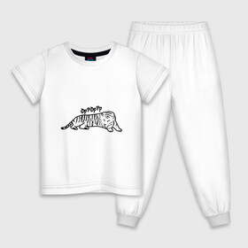 Детская пижама хлопок с принтом ТигрРра на отдыхе в Белгороде, 100% хлопок |  брюки и футболка прямого кроя, без карманов, на брюках мягкая резинка на поясе и по низу штанин
 | Тематика изображения на принте: 2022 | кот | лев | новый год | тигр