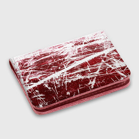 Картхолдер с принтом с принтом CRAZY RED в Белгороде, натуральная матовая кожа | размер 7,3 х 10 см; кардхолдер имеет 4 кармана для карт; | абстракция | красно белый | красный | пестрый | царапины