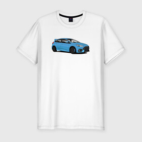 Мужская футболка хлопок Slim с принтом Ford Focus RS art в Белгороде, 92% хлопок, 8% лайкра | приталенный силуэт, круглый вырез ворота, длина до линии бедра, короткий рукав | focus | focusrs | ford | fordfocus | rs