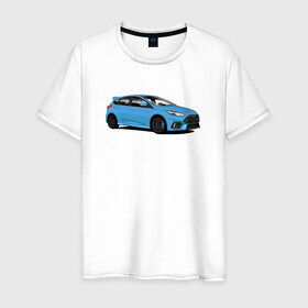 Мужская футболка хлопок с принтом Ford Focus RS art в Белгороде, 100% хлопок | прямой крой, круглый вырез горловины, длина до линии бедер, слегка спущенное плечо. | Тематика изображения на принте: focus | focusrs | ford | fordfocus | rs