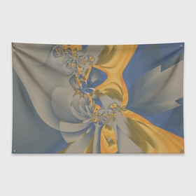 Флаг-баннер с принтом Орхидеи Небо и песок Абстракция 403-1 в Белгороде, 100% полиэстер | размер 67 х 109 см, плотность ткани — 95 г/м2; по краям флага есть четыре люверса для крепления | abstraction | blue | flowers | fractal | ornament | pattern | yellow | абстракция | желтый | орнамент | узор | фрактал | цветы