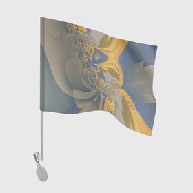 Флаг для автомобиля с принтом Орхидеи Небо и песок Абстракция 403-1 в Белгороде, 100% полиэстер | Размер: 30*21 см | abstraction | blue | flowers | fractal | ornament | pattern | yellow | абстракция | желтый | орнамент | узор | фрактал | цветы