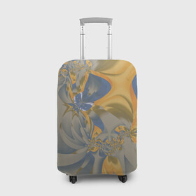 Чехол для чемодана 3D с принтом Орхидеи Небо и песок Абстракция 403-1 в Белгороде, 86% полиэфир, 14% спандекс | двустороннее нанесение принта, прорези для ручек и колес | abstraction | blue | flowers | fractal | ornament | pattern | yellow | абстракция | желтый | орнамент | узор | фрактал | цветы