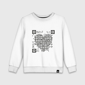 Детский свитшот хлопок с принтом QR Love в Белгороде, 100% хлопок | круглый вырез горловины, эластичные манжеты, пояс и воротник | coronavirus | covid | covid19 | l | qr code | qr код | sputnik | вакцина | вакцинация | вирус | здоровье | изоляция | иммунитет | карантин | ковид | код | корона | коронавирус | маркировка | маска | пандемия | паспорт